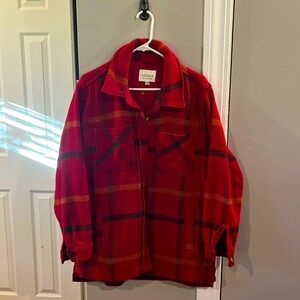 Red Plaid Fall Winter Flannel Wool Shacket